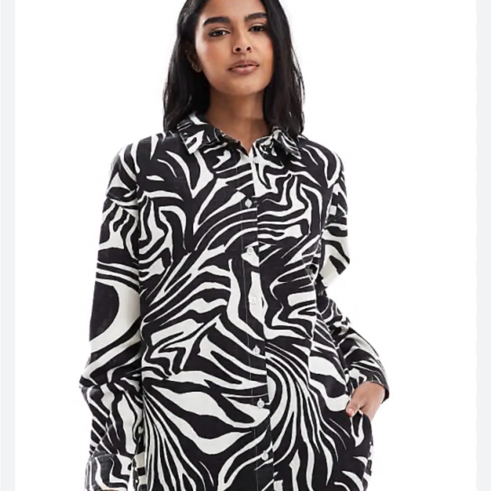 ASOS Black and White Zebra Print Shirt M